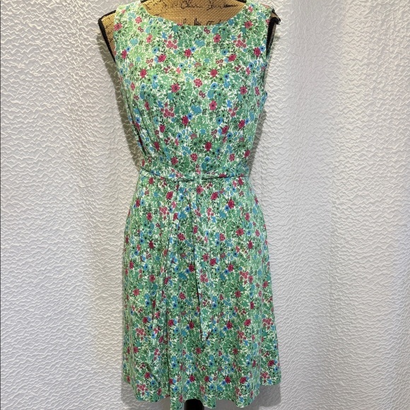Anne Klein Dresses & Skirts - Anne Klein Green Floral Fit & Flare Midi Dress with Pink & Blue Accents